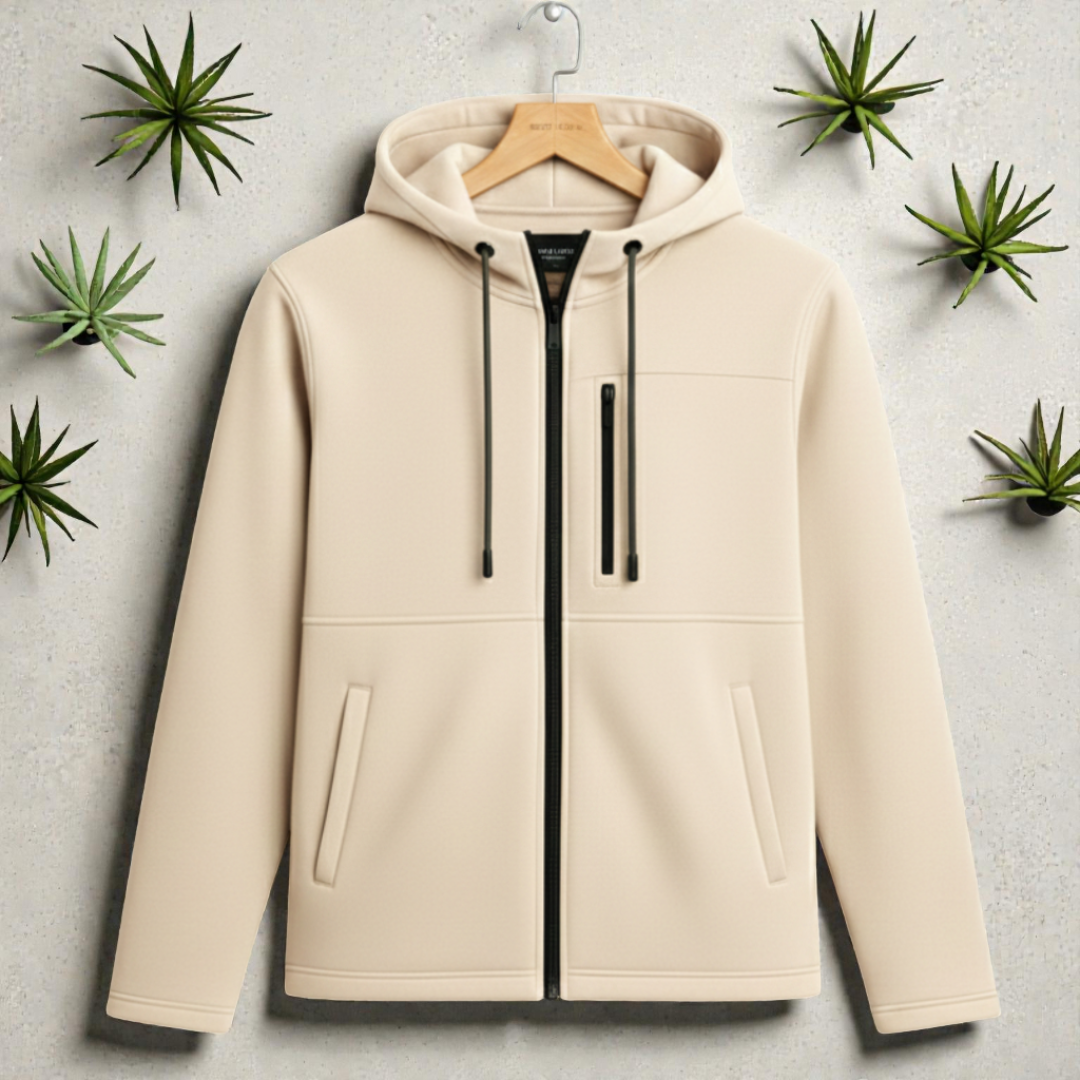 Men's Arms Full Zip Hooded Jacket - Cream