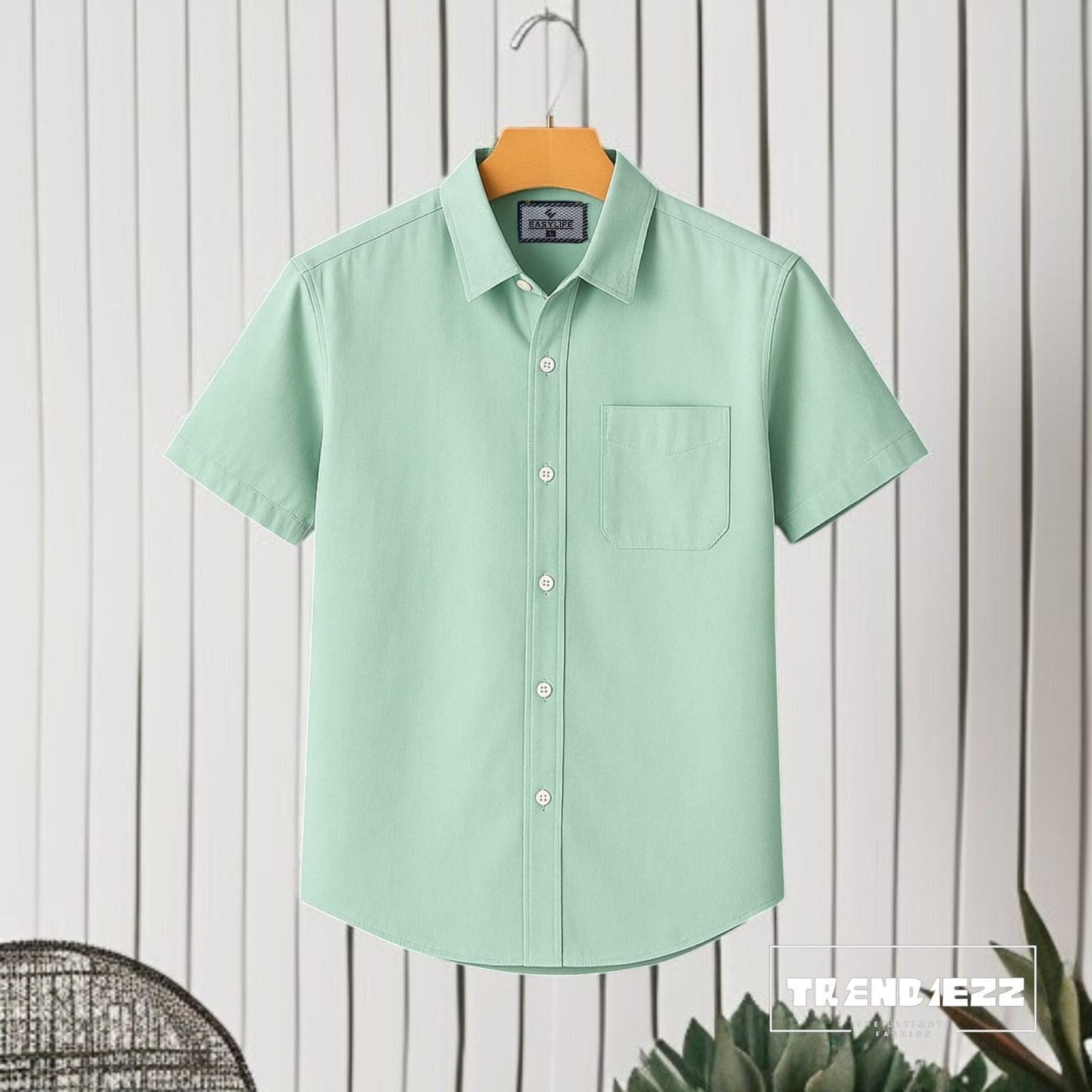 Half Sleeve Cotton Shirt-Light Lemon