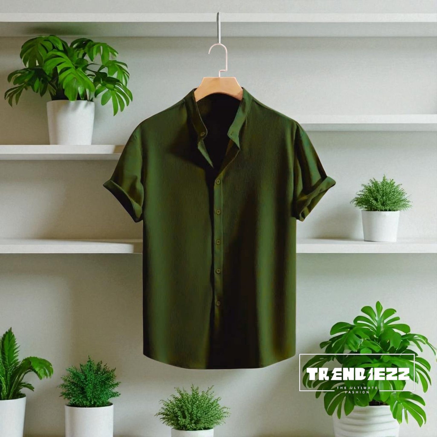Swich Cotton Half Sleeve Shirt-Olive