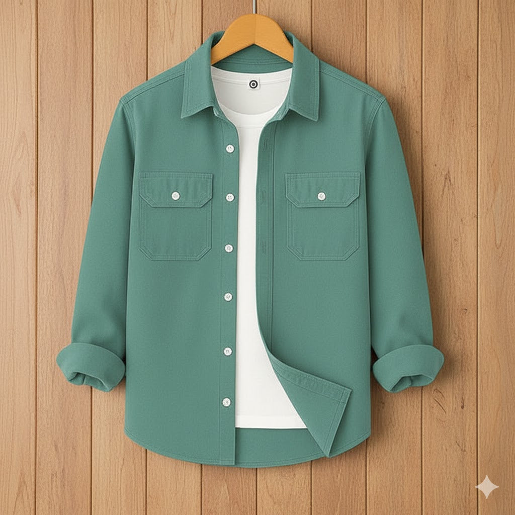 Full Sleeve Casual Shirt For Men - Sea Green