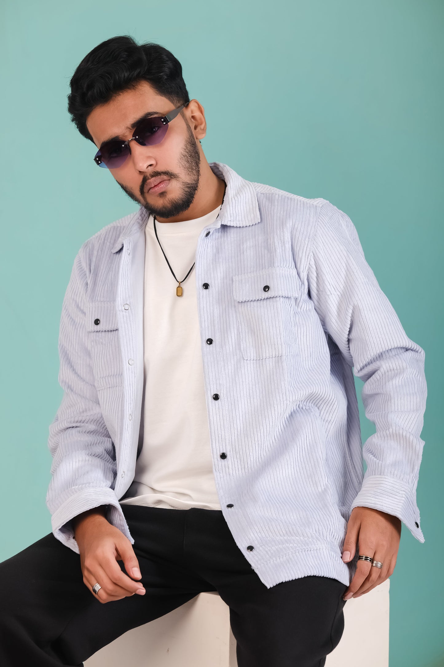 Men's Corduroy Light Weight Jackets - Light Sky Blue