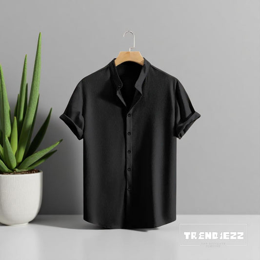 Swich Cotton Half Sleeve Shirt-Black