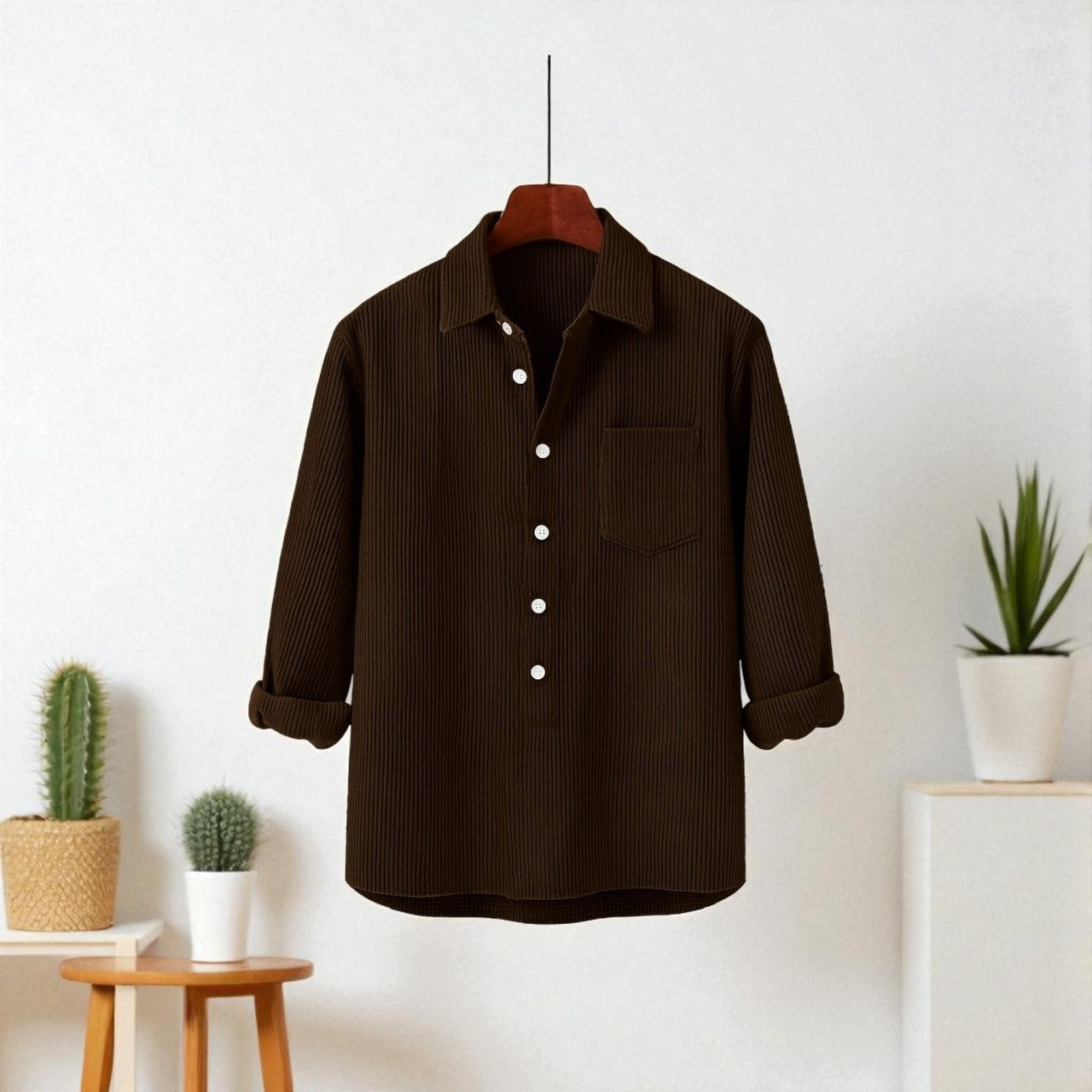 Luxury Full Sleeve Cord Katua - Dark Chocolate