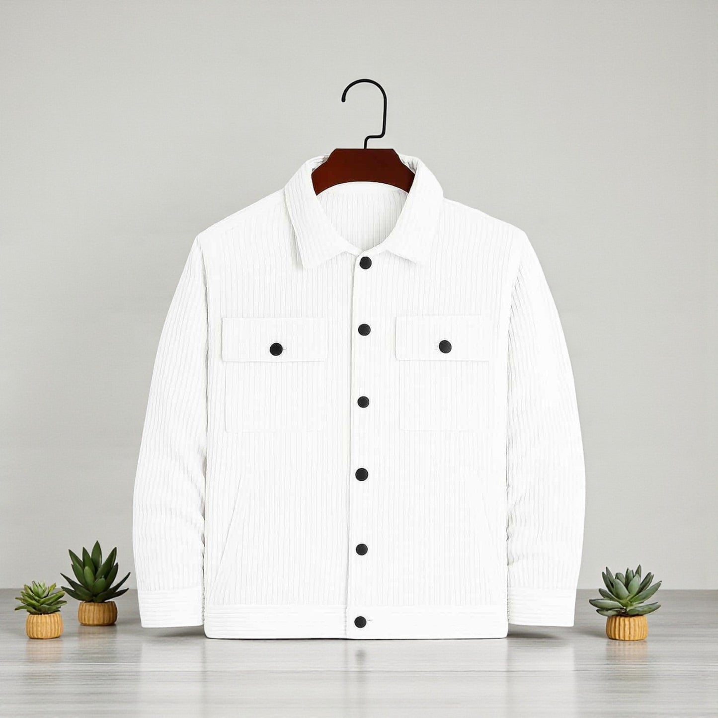 Men's Corduroy Light Weight Jackets - Pure White