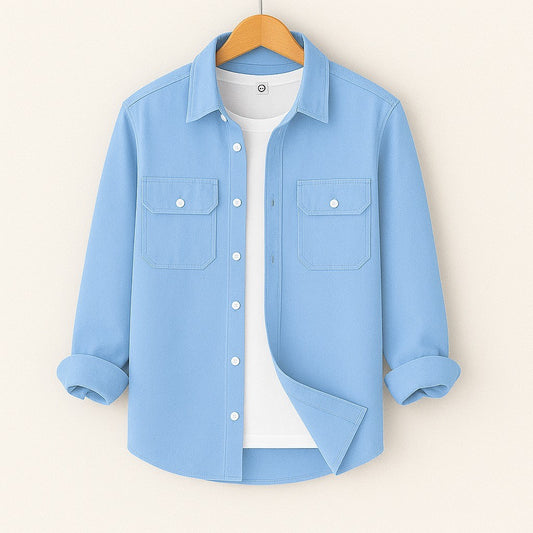 Full Sleeve Casual Shirt For Men - Sky Blue