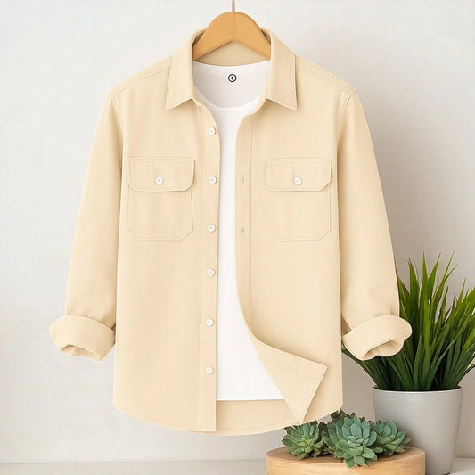 Full Sleeve Casual Shirt For Men - Cream