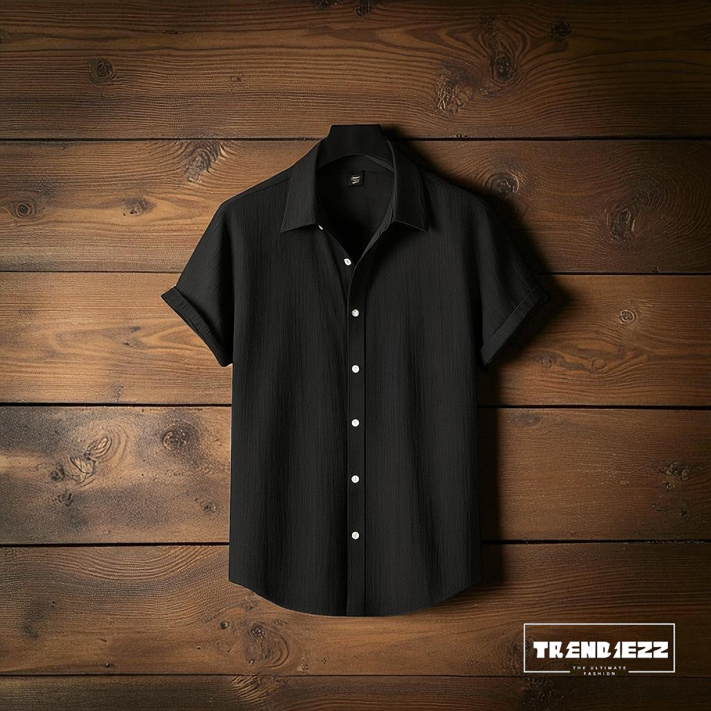 Viscox Half Sleeve Shirt- Pure Black