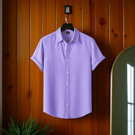 Viscox Half Sleeve Shirt- Light Purple