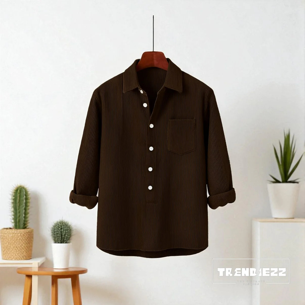 Luxury Full Sleeve Cord Katua - Dark Chocolate