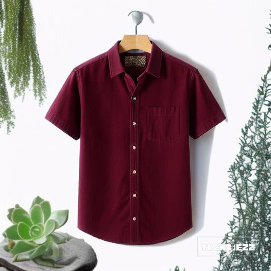 Half Sleeve Cotton Shirt-Marron