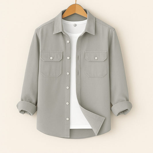 Full Sleeve Casual Shirt For Men - Light Ash