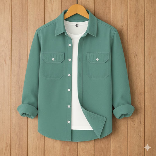 Full Sleeve Casual Shirt For Men - Sea Green